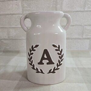 Ashland Ceramic Monogram Milk Jug Vase Utensil Holder Home Decor ~ Initial A